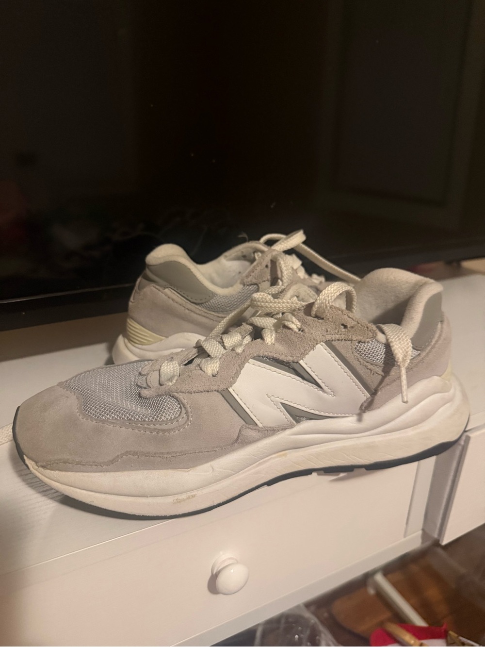 New Balance Light Gray and White Athletic Sneakers